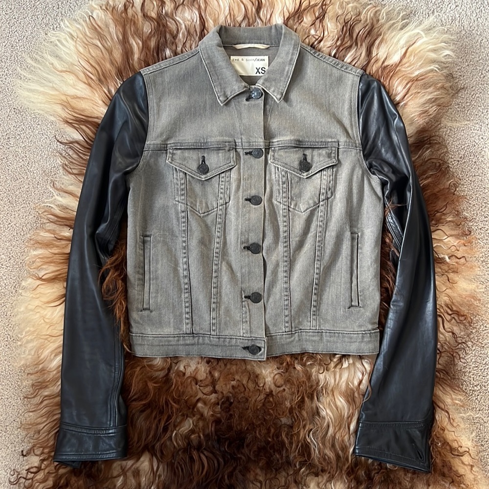 RAG & BONE Denim & Leather Jacket XS